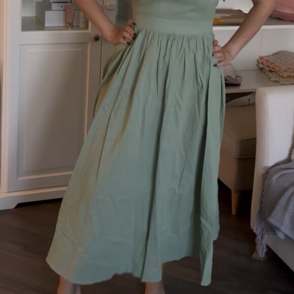 Sage Green Tie-Strap Midi Dress - Picture 3 of 5